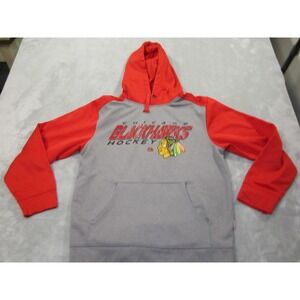 Chicago Blackhawks Hoodie Sweatshirt Mens Medium Gray NHL‎ Hockey Therma Base